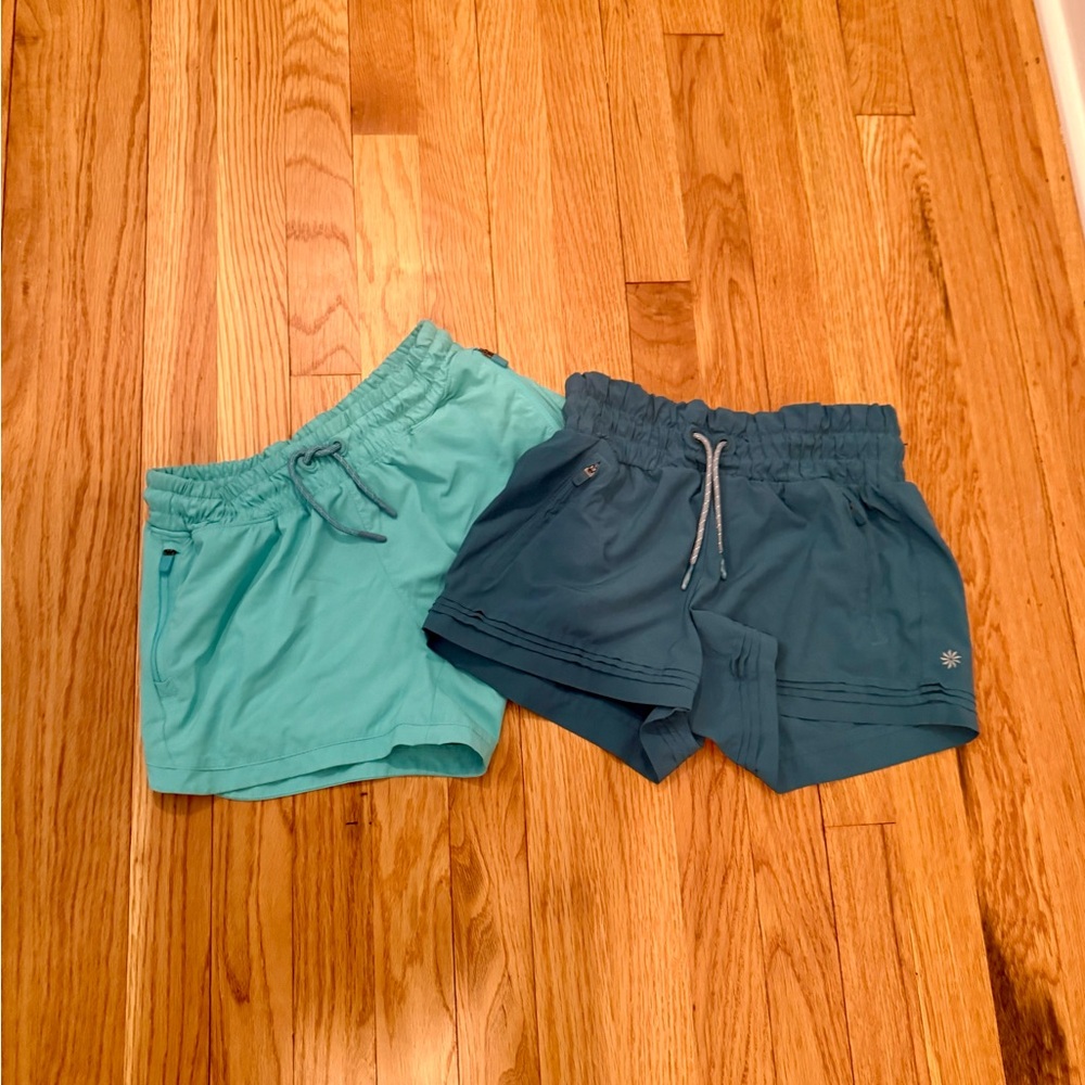 2 pk Athleta girl shorts size 12 light blue and teal